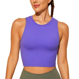 Natural Feelings Nudi Sports Bras for Women Removable Padded Yoga Tank Tops Sleeveless Fitness Workout Crop Tops Royal Lilac