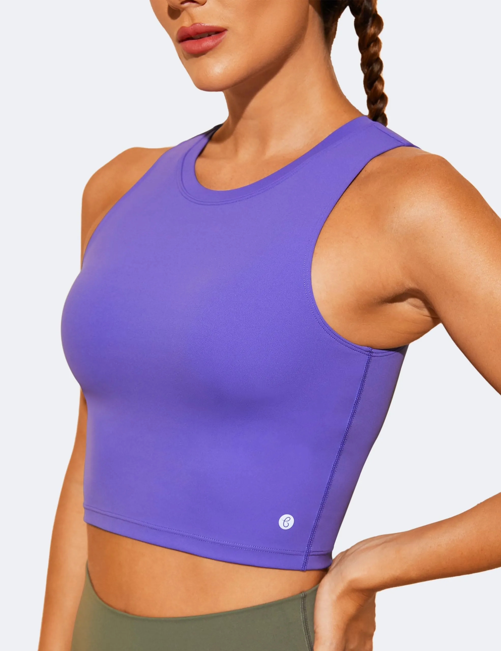 Natural Feelings Nudi Sports Bras for Women Removable Padded Yoga Tank Tops Sleeveless Fitness Workout Crop Tops Royal Lilac