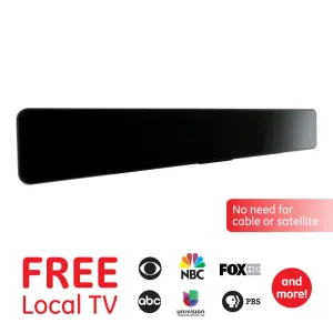 New GE Indoor Amplified Digital HD TV Antenna, Modern Bar Design, Long Range Amplifier Signal Booster, Supports 4K 1080p VHF UHF HDTV, Smart TV Compatible, Black