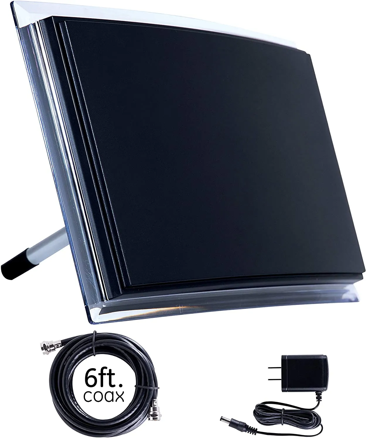 New in box! GE Indoor Pro Crystal TV Antenna, Amplified Long Range HD Antenna, Digital, HDTV Antenna, Smart TV Compatible, 4K 1080P VHF UHF, 6Ft Coaxial Cable, Amplifier, Signal Booster, Perfect Home Décor, 34134, Black