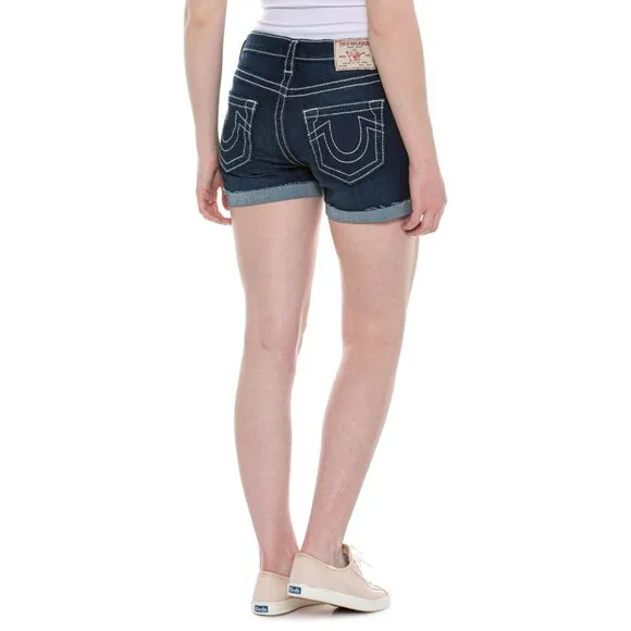 NEW True Religion Jennie Big T Shorts Dark Wash 261s