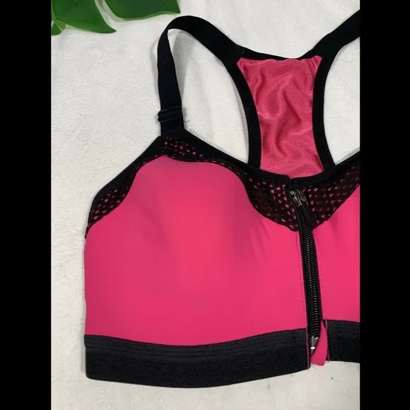 NEW Wacaol Zip Front Underwire Sports Bra‎ 30D Pink