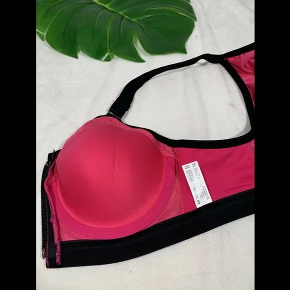 NEW Wacaol Zip Front Underwire Sports Bra‎ 30D Pink