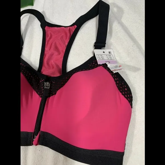 NEW Wacaol Zip Front Underwire Sports Bra‎ 30D Pink
