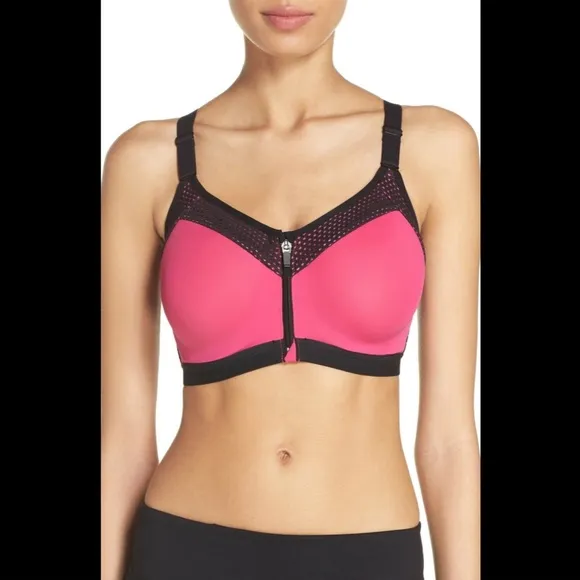 NEW Wacaol Zip Front Underwire Sports Bra‎ 30D Pink