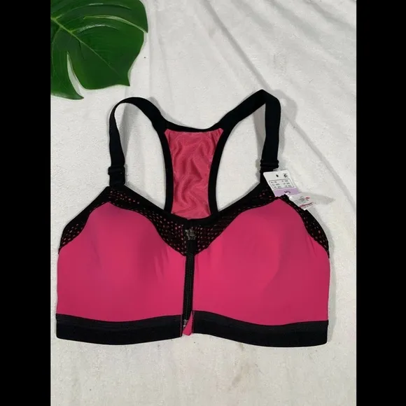 NEW Wacaol Zip Front Underwire Sports Bra‎ 30D Pink