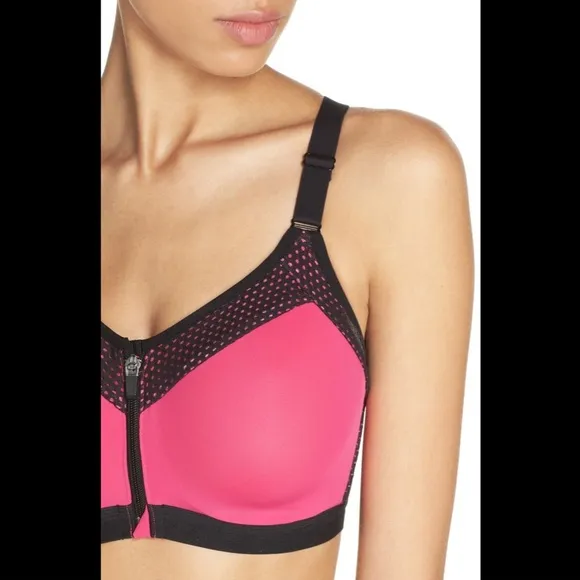 NEW Wacaol Zip Front Underwire Sports Bra‎ 30D Pink