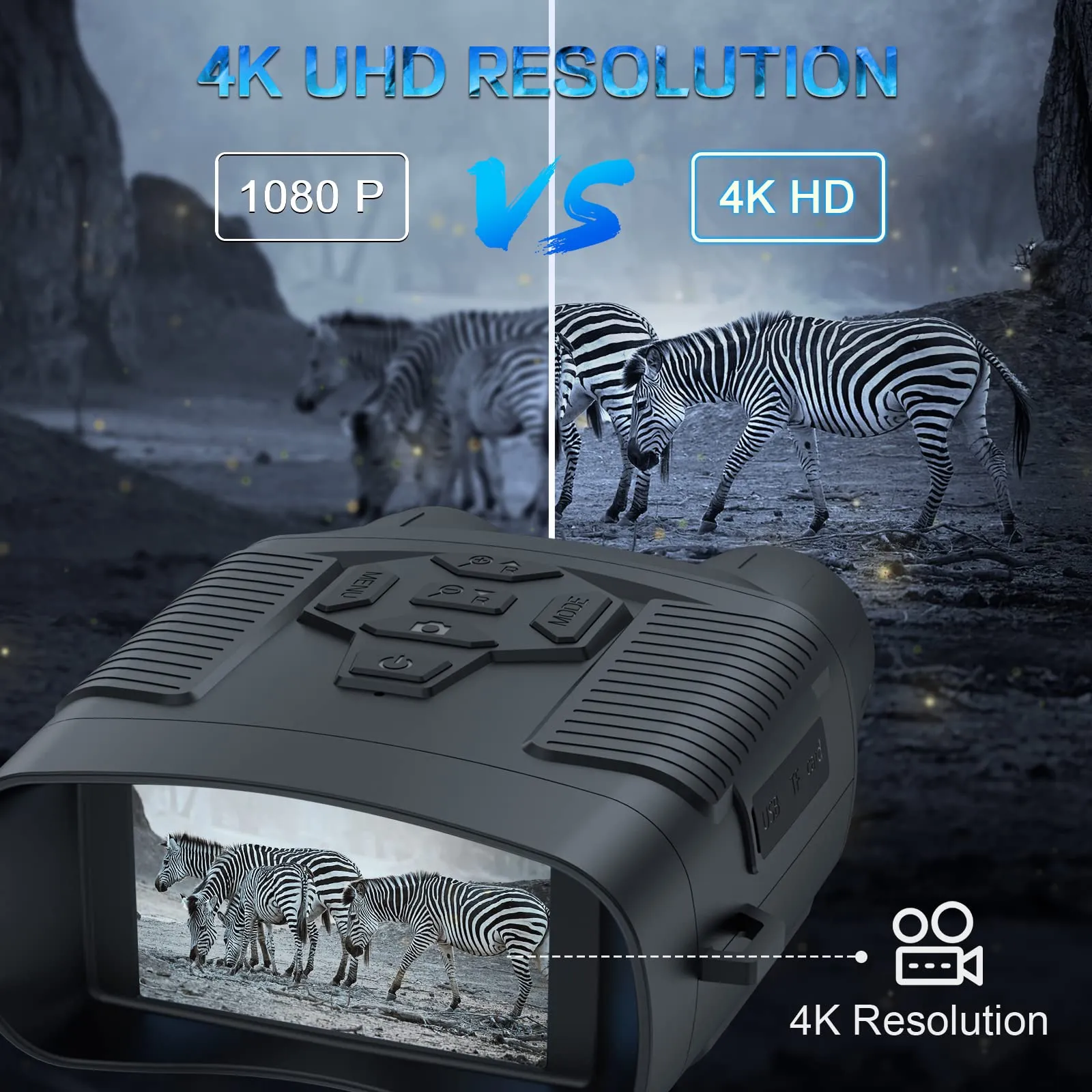 Night Vision Goggles, Profey 4K Digital Infrared Night Vision Binoculars for Adults, Night and Day, 3'' Screen Rechargeable Hunting Night Vision with 7-Brightness Level, Include 32GB TF Card