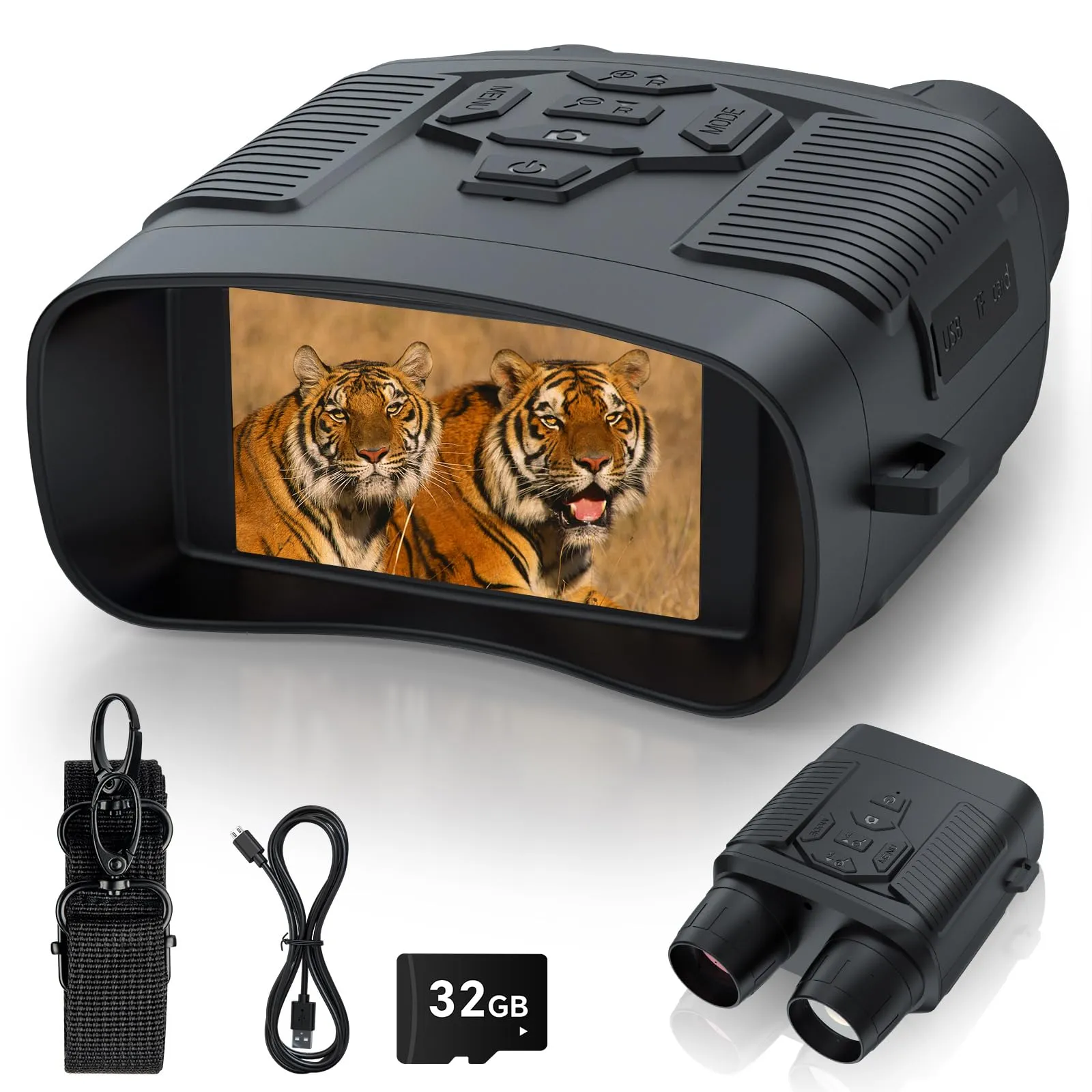 Night Vision Goggles, Profey 4K Digital Infrared Night Vision Binoculars for Adults, Night and Day, 3'' Screen Rechargeable Hunting Night Vision with 7-Brightness Level, Include 32GB TF Card
