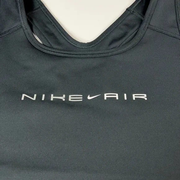 Nike Air Womens Swoosh Sports Bra Black Dri Fit Stretch Racerback Plus 1X New