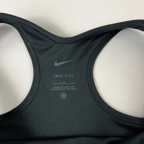 Nike Air Womens Swoosh Sports Bra Black Dri Fit Stretch Racerback Plus 1X New