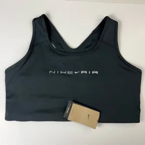 Nike Air Womens Swoosh Sports Bra Black Dri Fit Stretch Racerback Plus 1X New