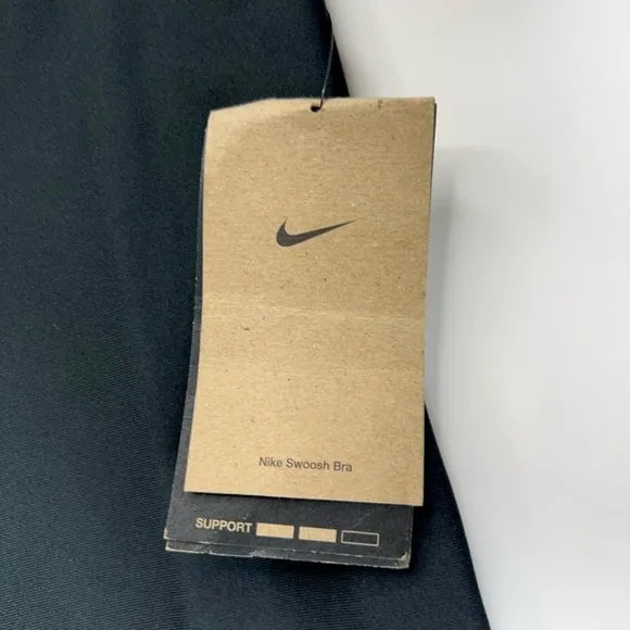 Nike Air Womens Swoosh Sports Bra Black Dri Fit Stretch Racerback Plus 1X New