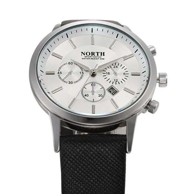 NORTH Luxury Mens Genuine Leather Band Analog Quartz Watch