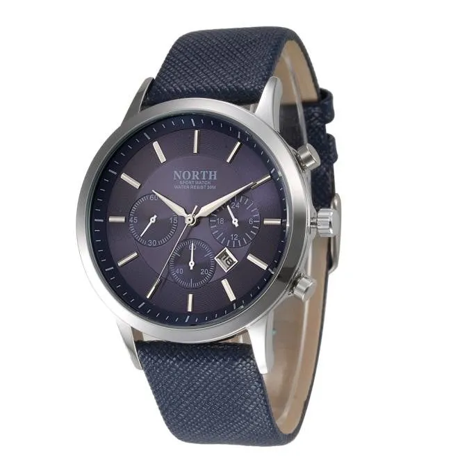 NORTH Luxury Mens Genuine Leather Band Analog Quartz Watch