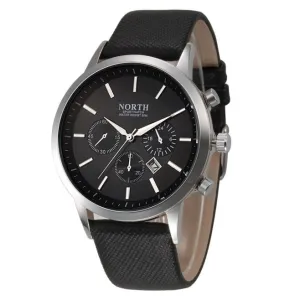 NORTH Luxury Mens Genuine Leather Band Analog Quartz Watch