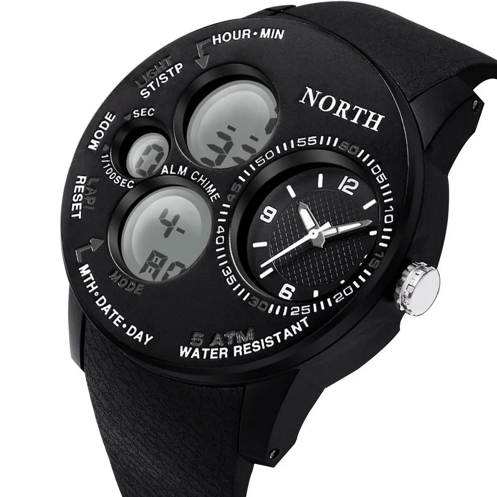 NORTH Waterproof Womens Rubber Band Digital Military Sport Watch