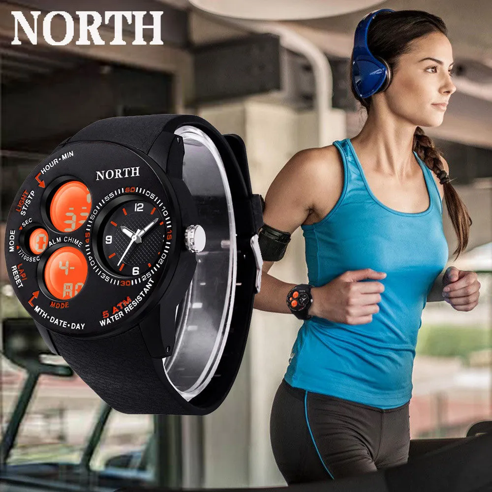 NORTH Waterproof Womens Rubber Band Digital Military Sport Watch