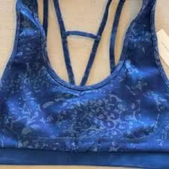 NWT Anthropologie Blue Purple Periwinkle Geometric Strap Racerback Sports Bra S