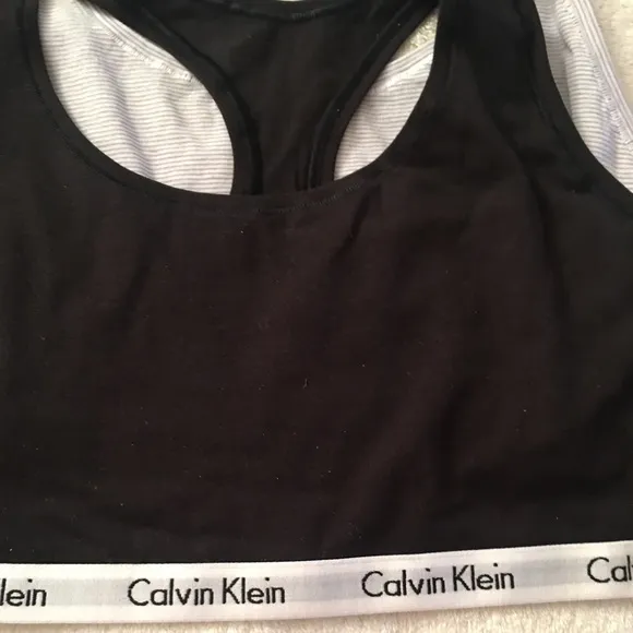 NWT Calvin Klein 2pk Bralette Blk,Gry/WhT stripe,S