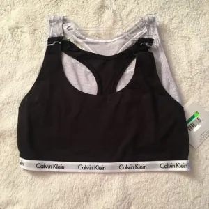 NWT Calvin Klein 2pk Bralette Blk,Gry/WhT stripe,S