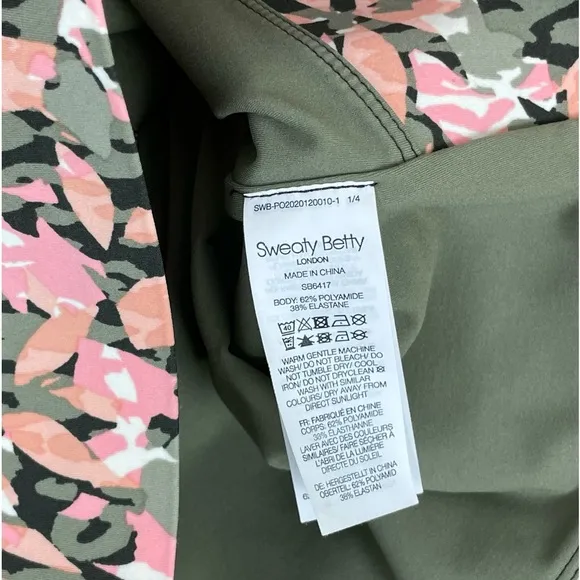NWT Sweaty Betty Green Pink Floral Racerback Textured Sports Bra Sz XS