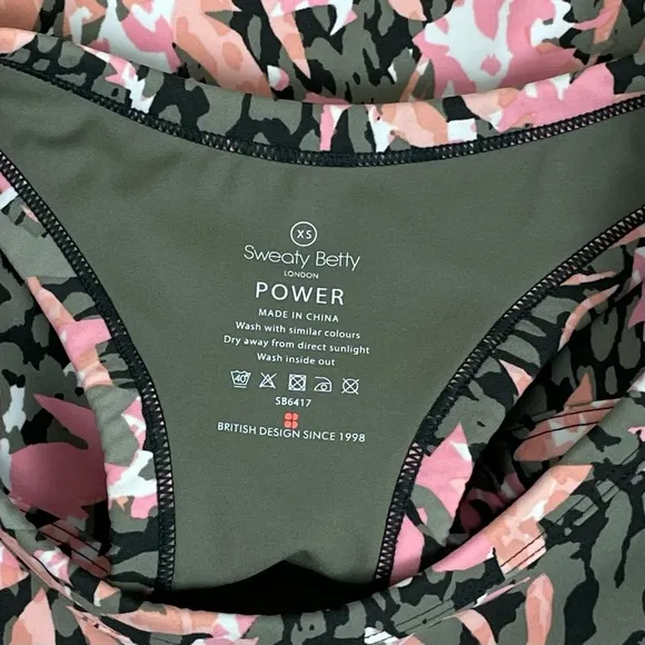 NWT Sweaty Betty Green Pink Floral Racerback Textured Sports Bra Sz XS