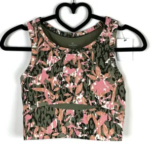 NWT Sweaty Betty Green Pink Floral Racerback Textured Sports Bra Sz XS