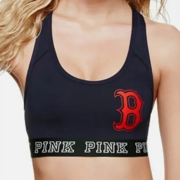 NWT Victoria's Secret PINK Red Sox MLB Ultimate Racerback Sports Bra Size XS