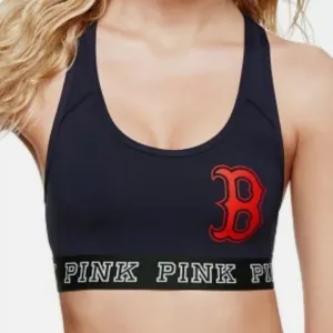 NWT Victoria's Secret PINK Red Sox MLB Ultimate Racerback Sports Bra Size XS
