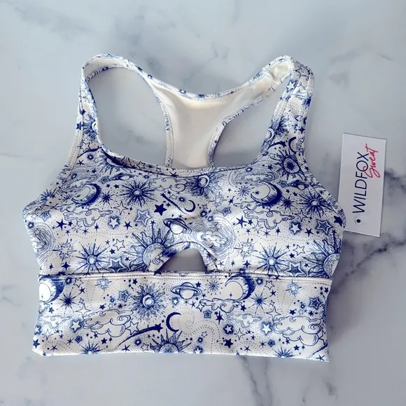NWT Wildfox Birch &amp; Colbalt Cosmic Sense Sports Bra