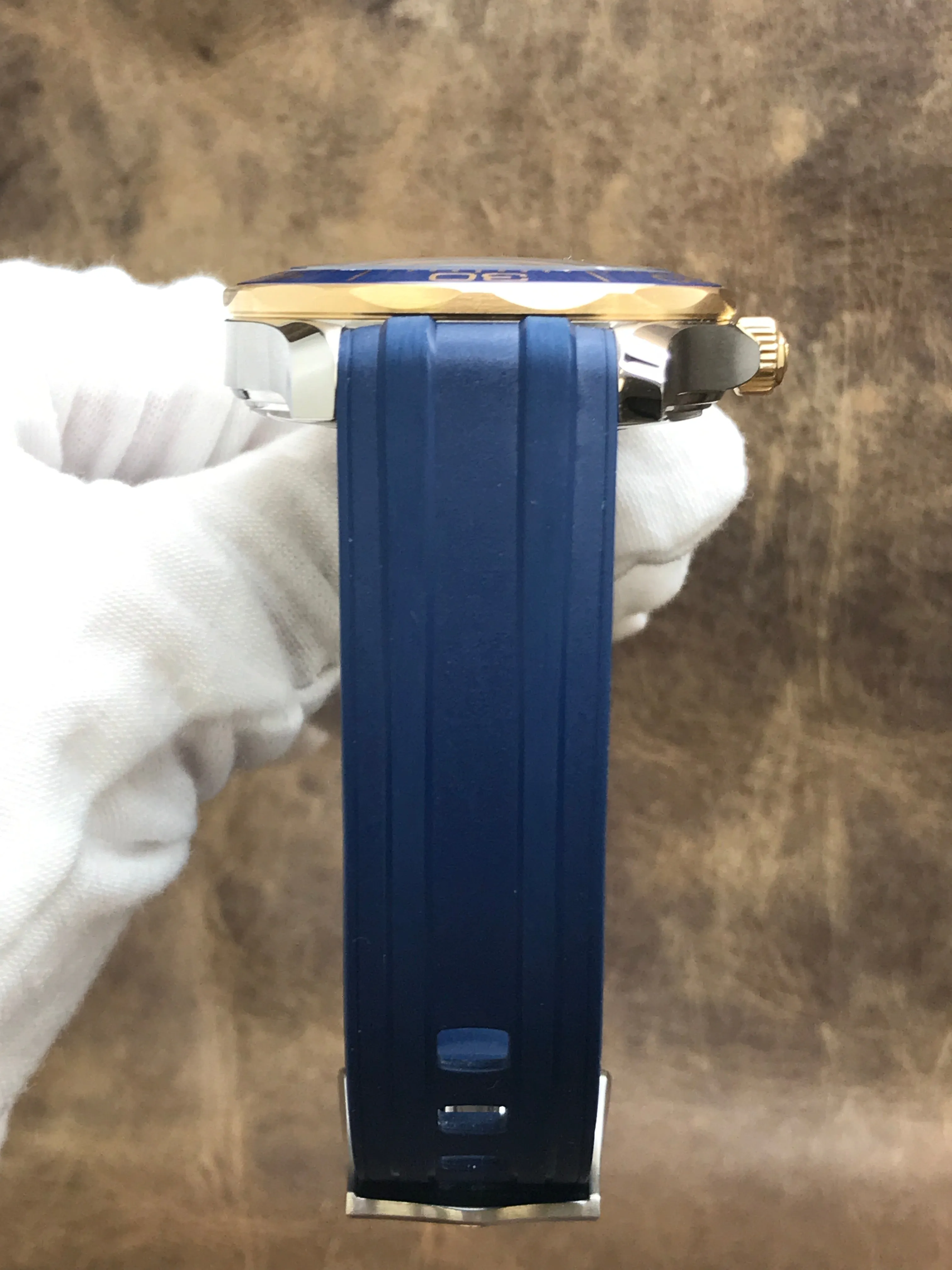 Omega Seamaster Ceramic Gold 210.22.42.20.03.001 Blue Waves Dial Automatic Men's Watch