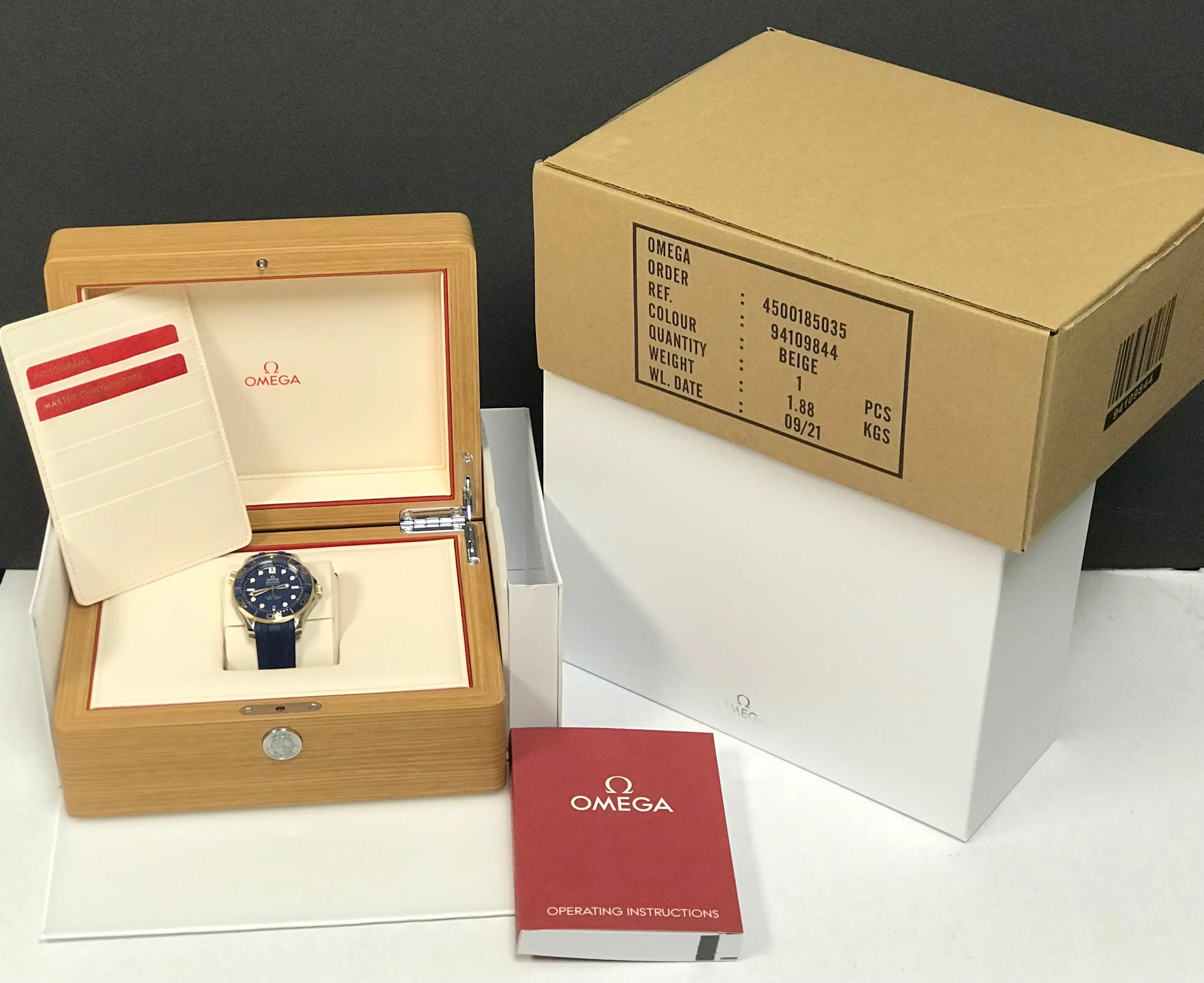 Omega Seamaster Ceramic Gold 210.22.42.20.03.001 Blue Waves Dial Automatic Men's Watch