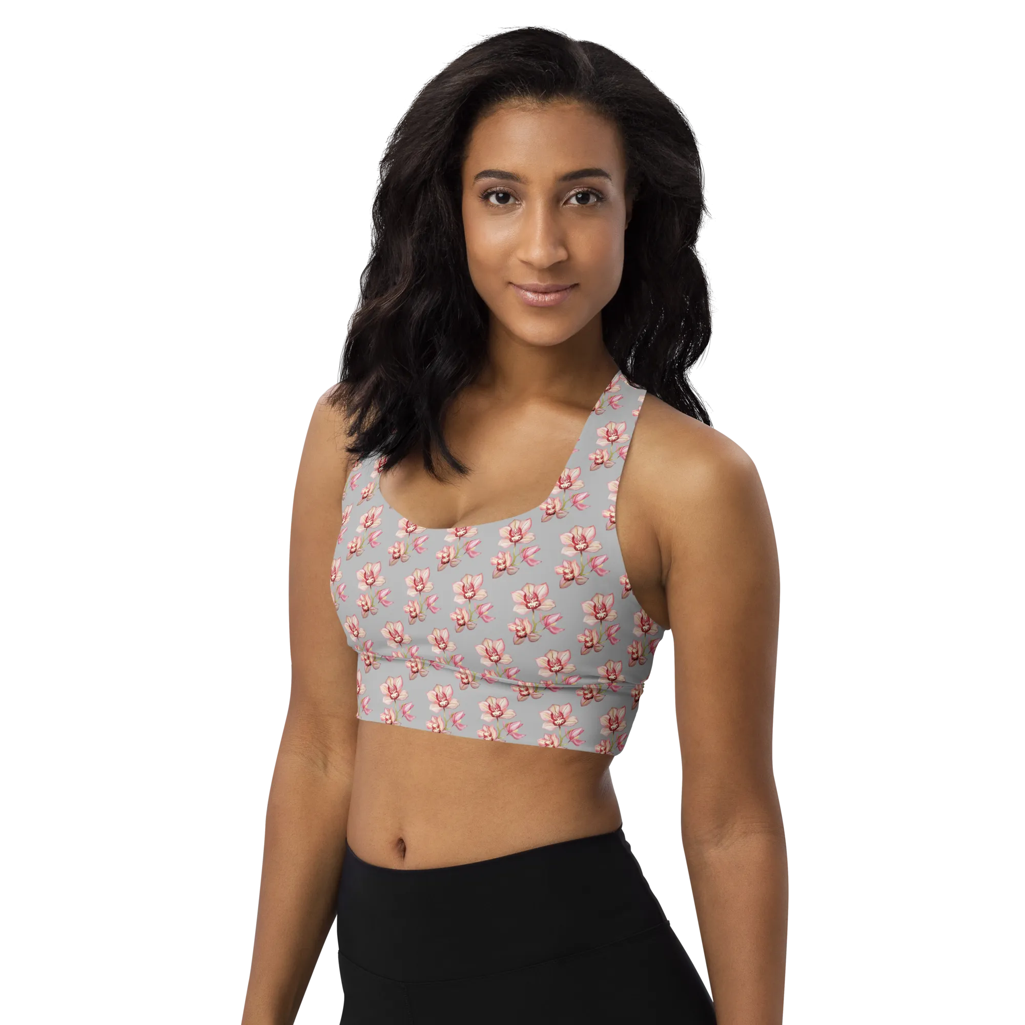 Orchid Mist Recycled Longline Sports Bra - Silver