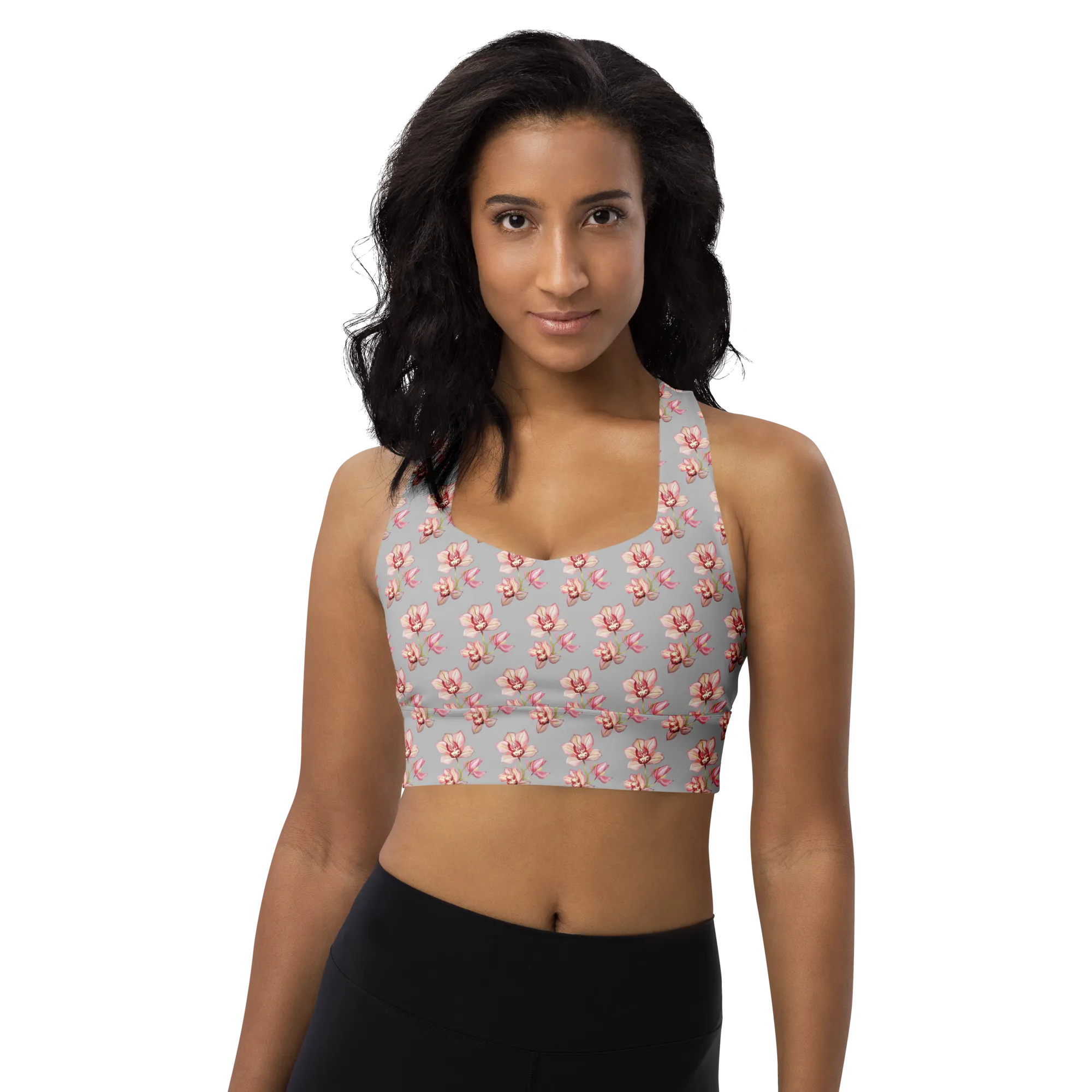 Orchid Mist Recycled Longline Sports Bra - Silver