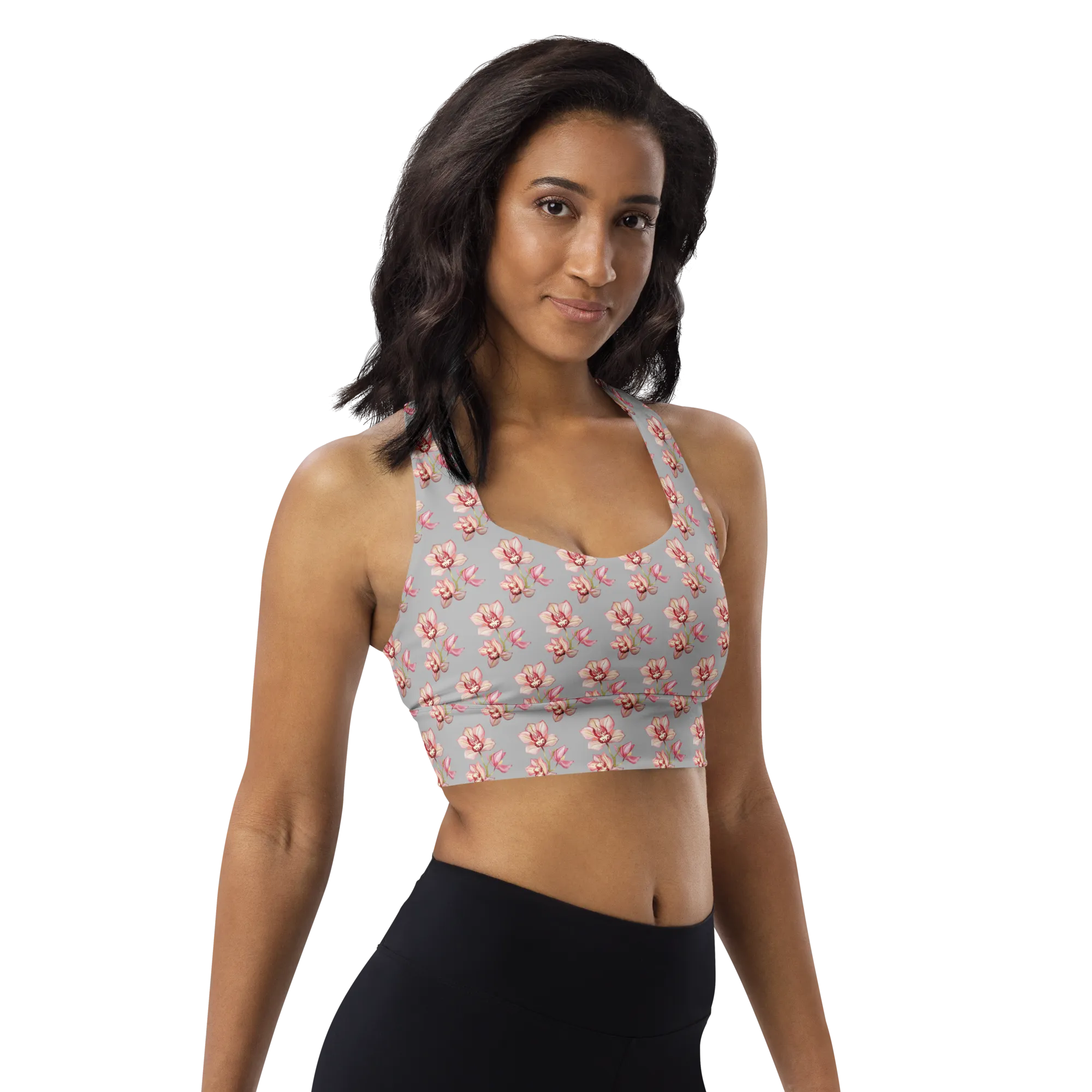 Orchid Mist Recycled Longline Sports Bra - Silver