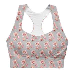Orchid Mist Recycled Longline Sports Bra - Silver