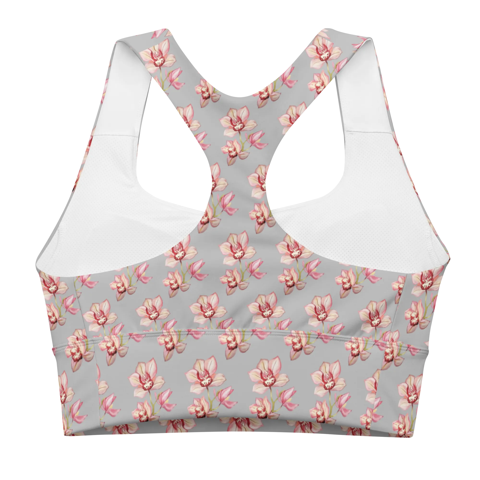 Orchid Mist Recycled Longline Sports Bra - Silver