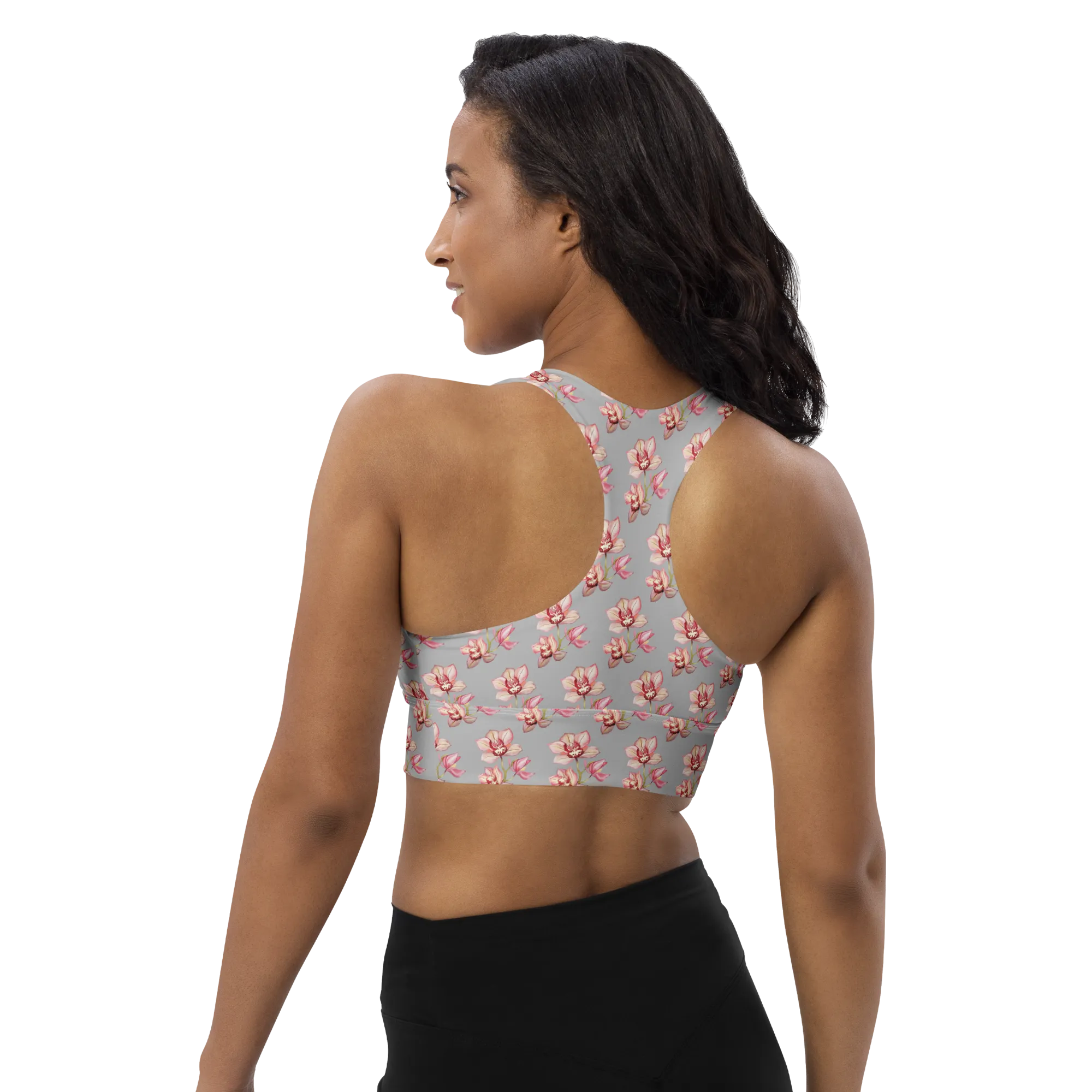 Orchid Mist Recycled Longline Sports Bra - Silver