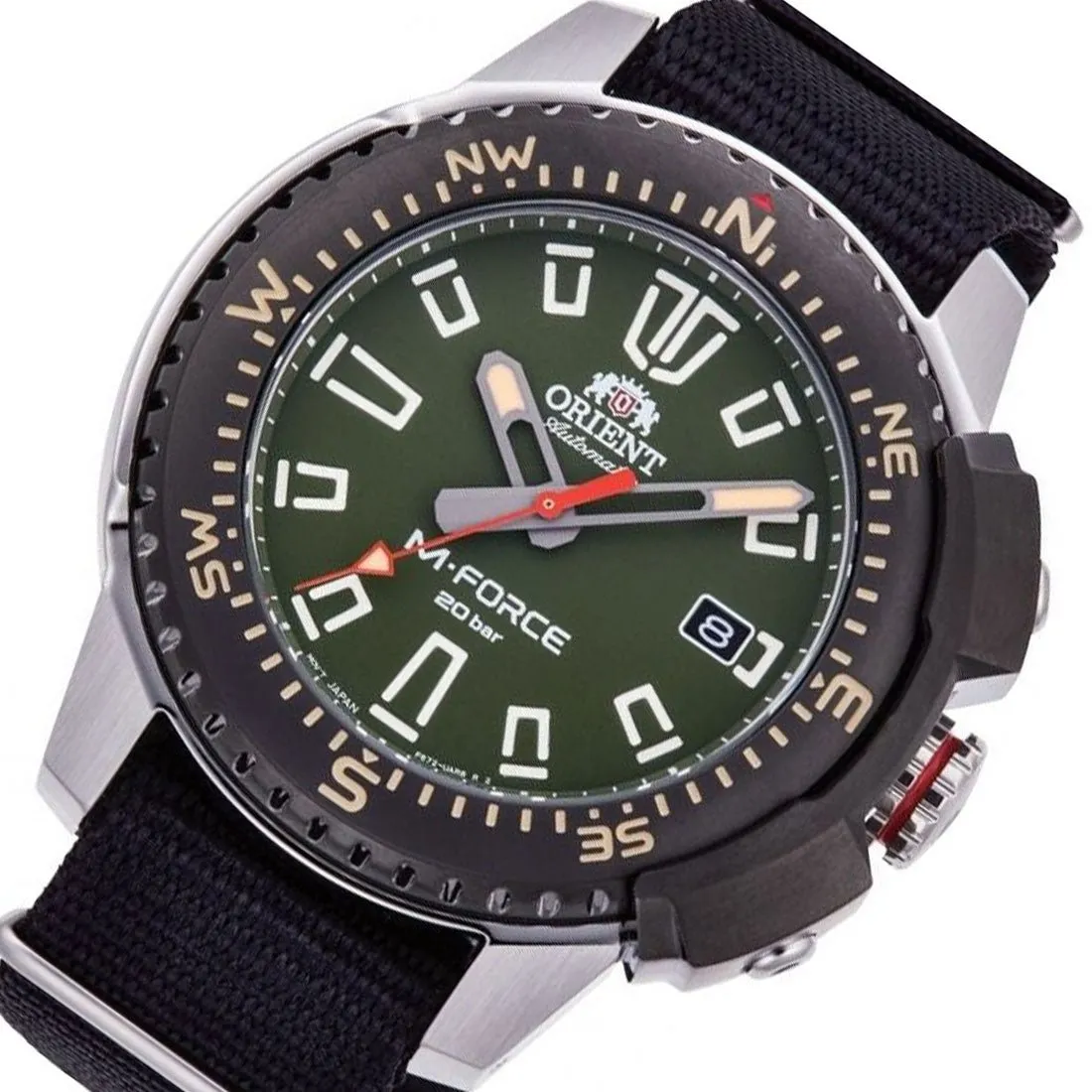 Orient M-Force Black Nylon RA-AC0N03E RA-AC0N03E10B Diving Green Dial Watch