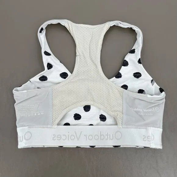 Outdoor Voices Doing Things White Cloud Polka Dot Sports Bra Sporty Athletic XS