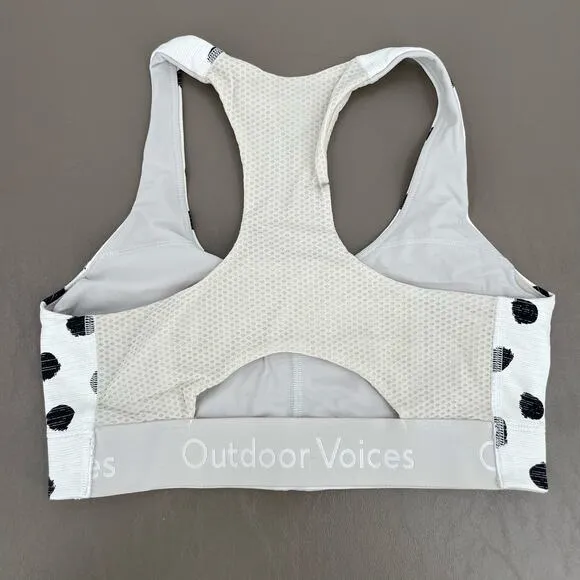 Outdoor Voices Doing Things White Cloud Polka Dot Sports Bra Sporty Athletic XS
