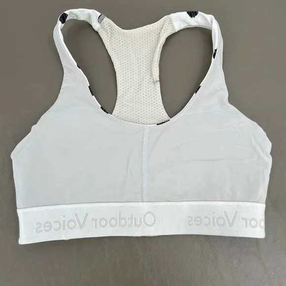 Outdoor Voices Doing Things White Cloud Polka Dot Sports Bra Sporty Athletic XS
