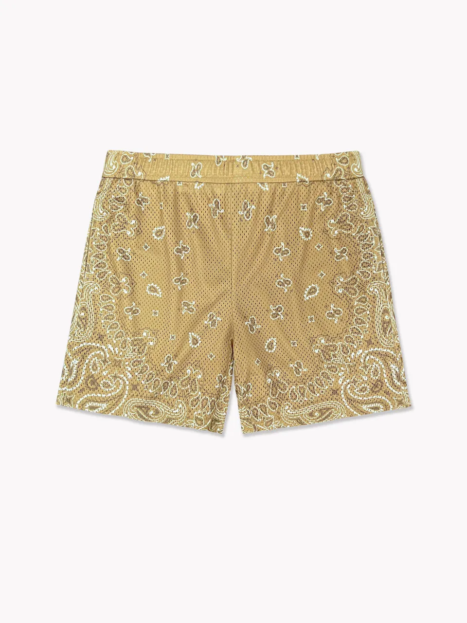 Paisley Mesh Shorts-Tan