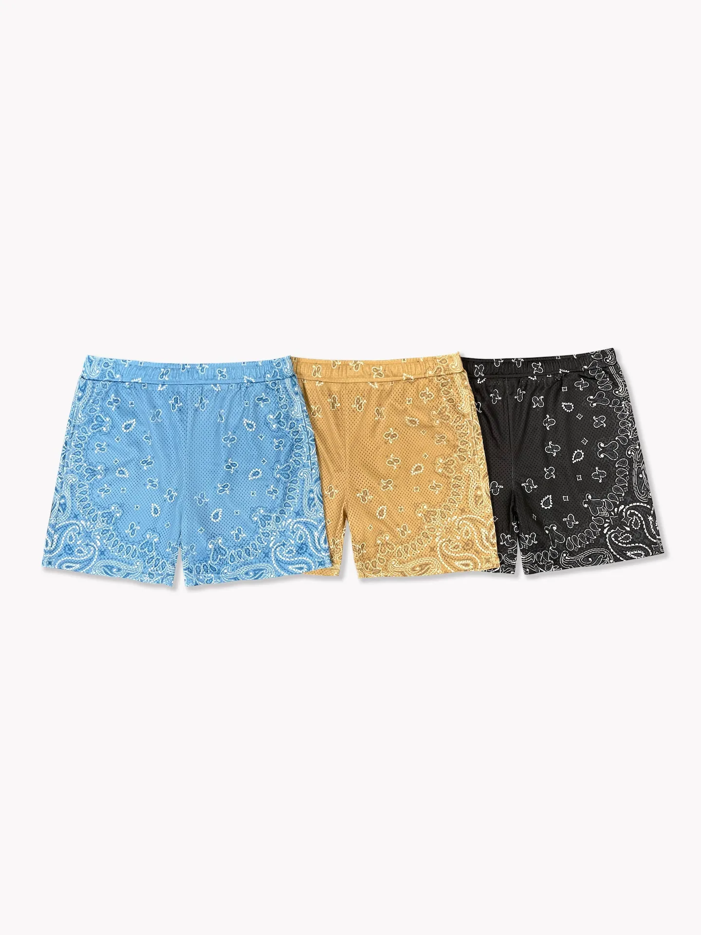 Paisley Mesh Shorts-Tan