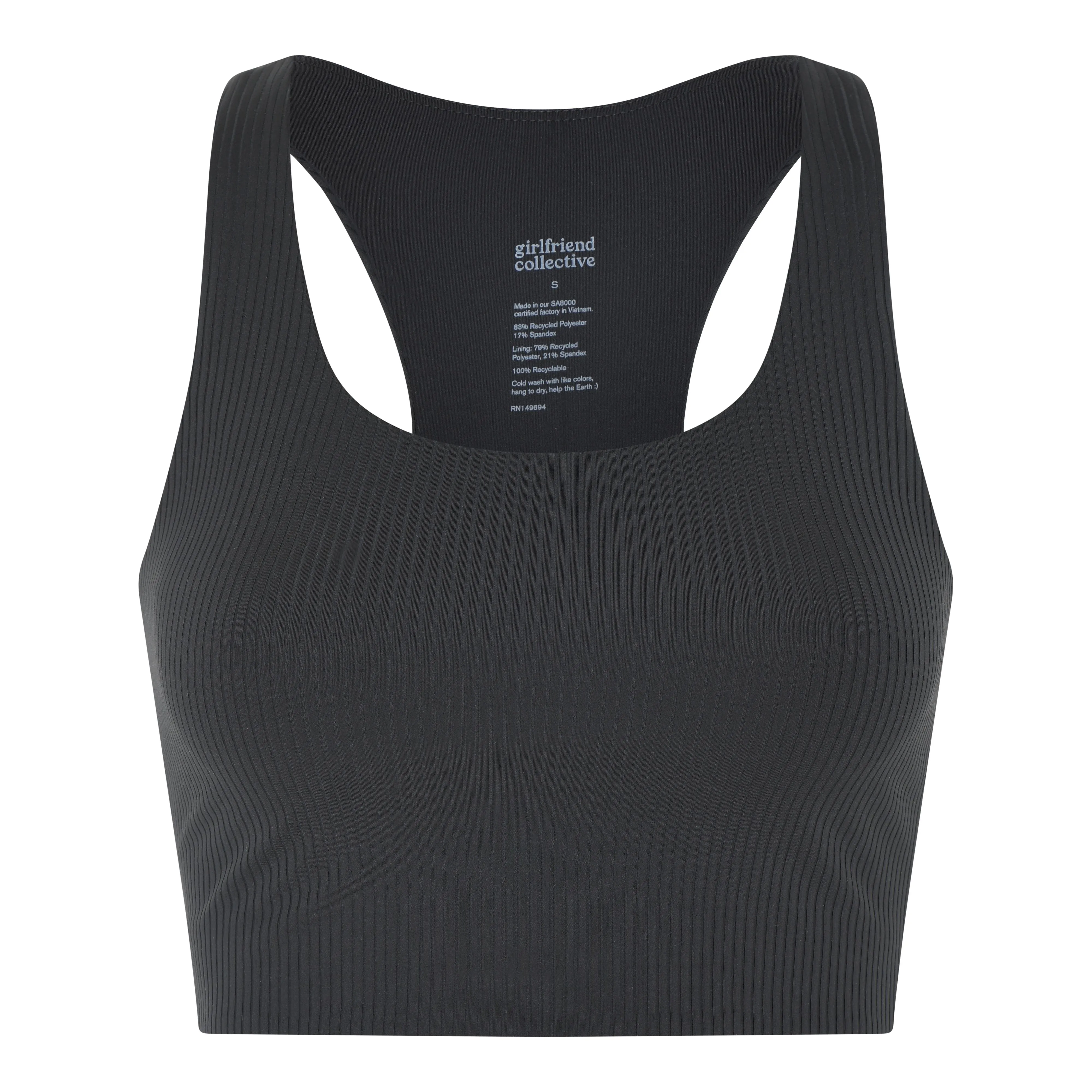 Paloma Rib Racerback Bra, Black