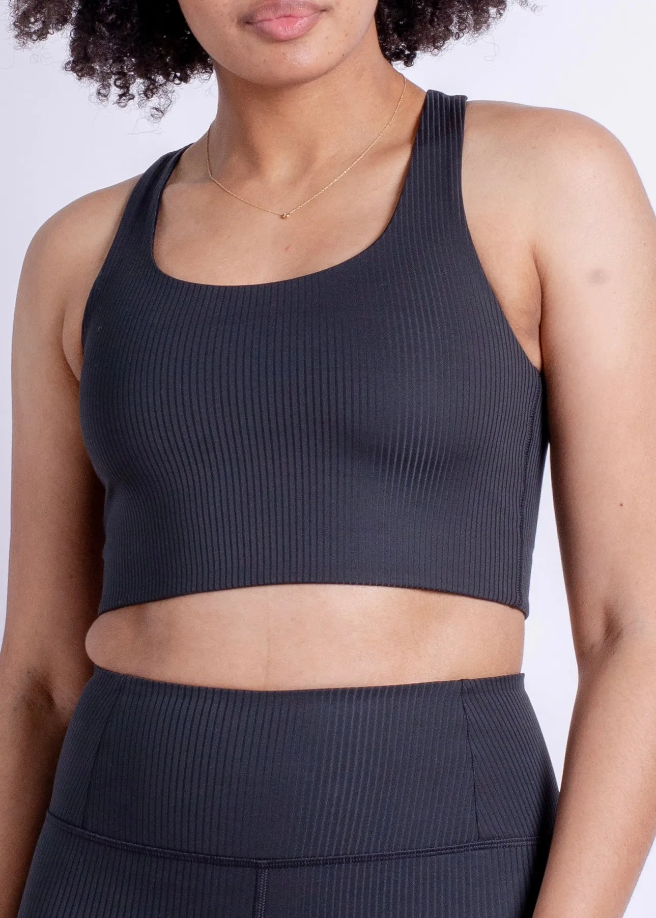 Paloma Rib Racerback Bra, Black