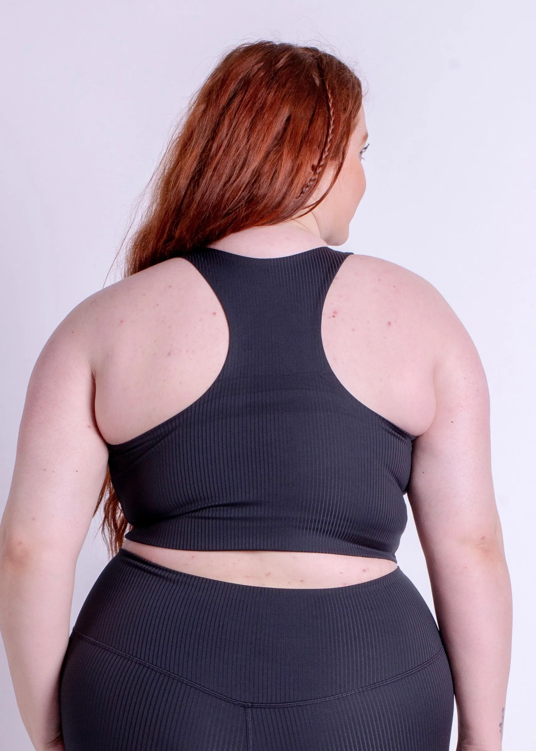 Paloma Rib Racerback Bra, Black