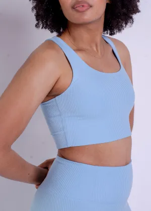 Paloma Rib Racerback Bra, Bluebell