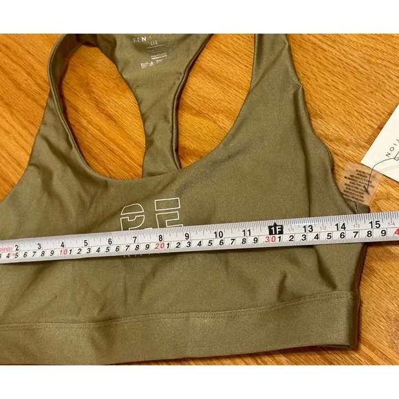 P.E Nation Metallic Gold Logo Scoop Neck Racerback Sports Bra NWT
